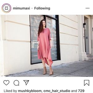 Mimu maxi cascade dress “silky” rose